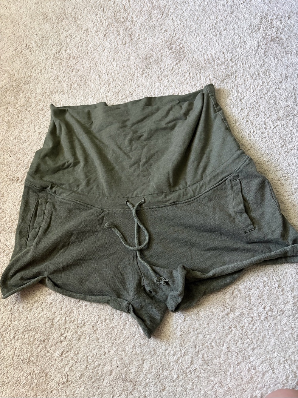 Olive High-Waist maternity Drawstring Women’s Shorts